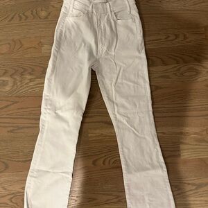 MOTHER White Straight Leg Jeans High-Waisted